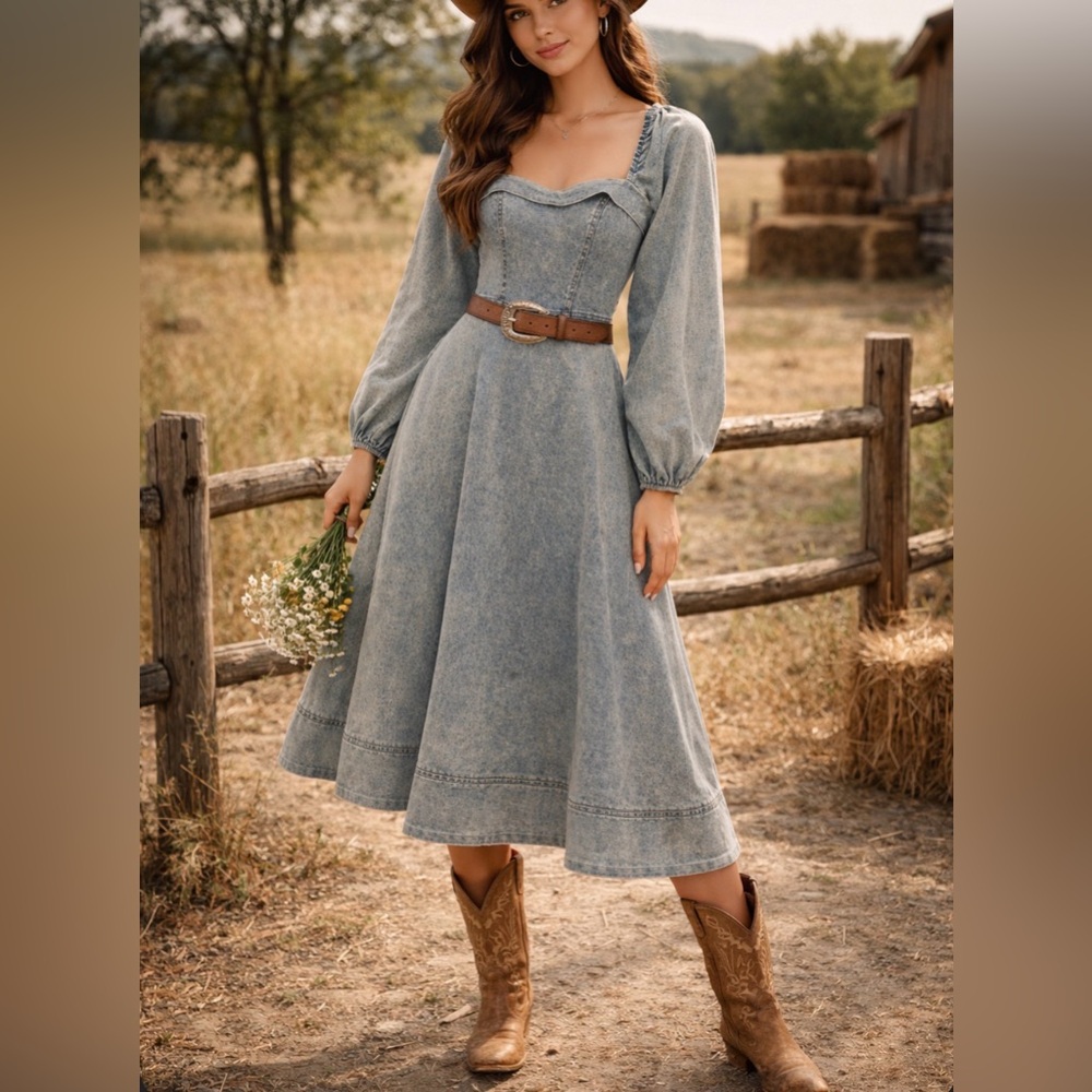 Denim midi dress